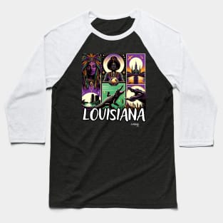 Cajun Twilight: Louisiana's Bayou - American Vintage Retro style USA State Baseball T-Shirt